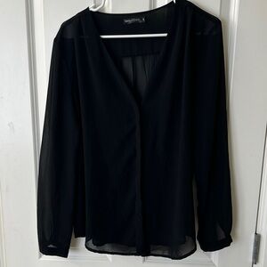 Elegant Black V-Neck Blouse